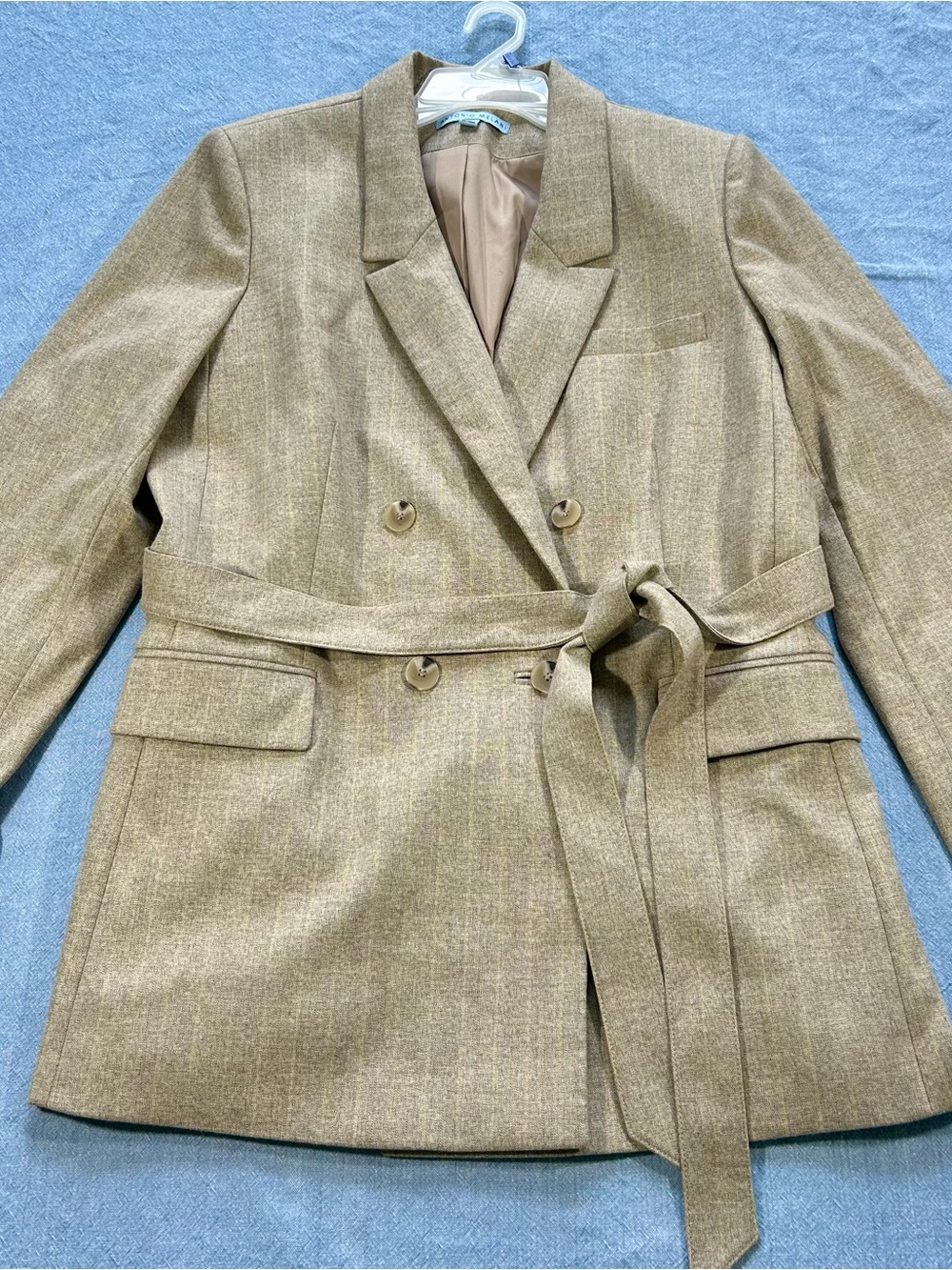 ANTONIO MELANI Double-Breasted Belted Blazer - Taupe